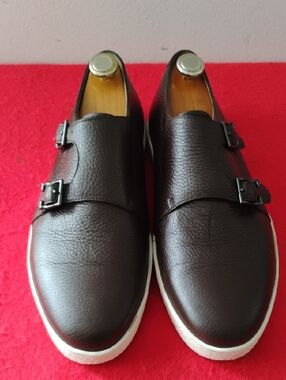 John Lobb Brown Double Monk Leather Slip-Ons